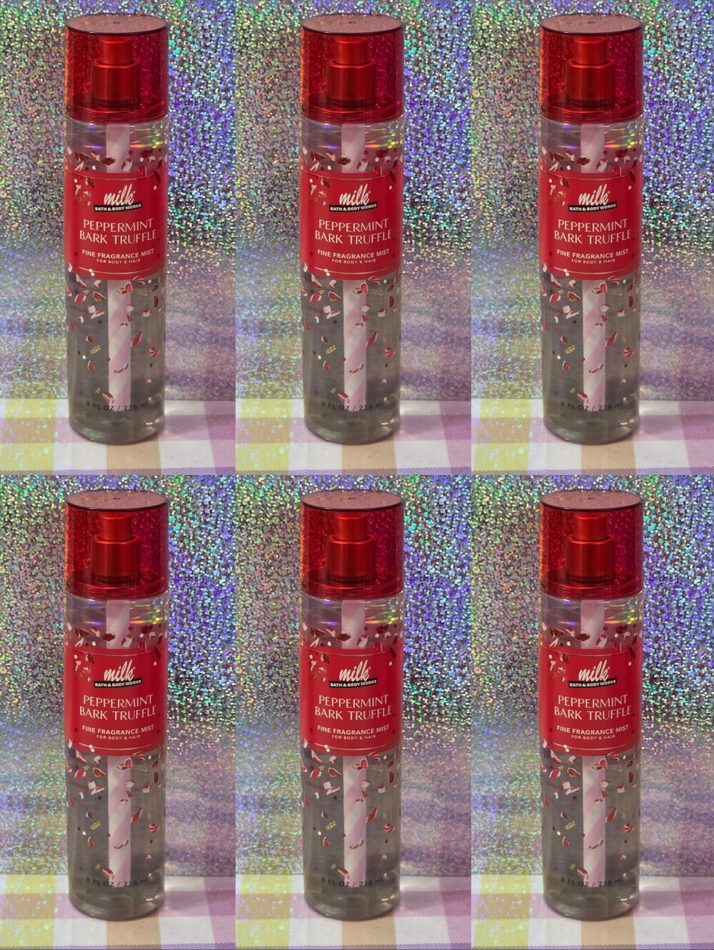 Bath & Body Works Milk Bar Peppermint Bark Truffle Body Mist Set of 6 NEW RARE